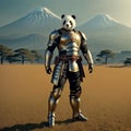 Panda in armor. Generative AI