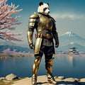 Panda in armor. Generative AI