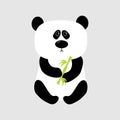 Panda baby bear. Cute cartoon character holding bamboo. Wild animal collection for kids. White background. Isolated. Flat design. Royalty Free Stock Photo