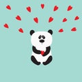 Panda baby bear. Cute cartoon character holding red heart Royalty Free Stock Photo