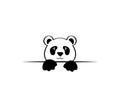 Panda cartoon character behind wall, vector. Panda illustration. Wall decals, wall art, artwork