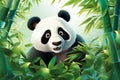 Panda bamboo background. Generate Ai