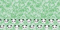 Panda Bamboo Frame Border Seamless Pattern