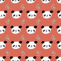 Panda Bamboo Zigzag Seamless Pattern