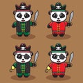 Vector illustration of cute Panda Pirate Captain cartoon Royalty Free Stock Photo