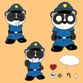 Panda bear cartoon with police man custome set collection Royalty Free Stock Photo