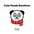 Panda Bear crying. A panda bear weeps. Illustration on a white background. Panda sad Emoji. Chinese bear sadness cry