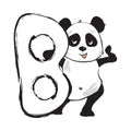 Panda bear cute animal english alphabet letter B with cartoon baby illustrations