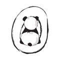 Panda bear cute animal english alphabet letter O with cartoon baby illustrations