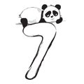 Panda bear cute animal number seven with cartoon baby illustration Royalty Free Stock Photo