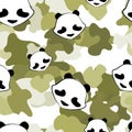 Panda bear cute camouflage animal seamless pattern Royalty Free Stock Photo