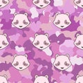 Panda bear cute camouflage animal seamless pattern Royalty Free Stock Photo