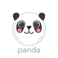 Panda bear Cute portrait with name text smiley head cartoon round shape animal face, isolated vector icon illustrations Royalty Free Stock Photo