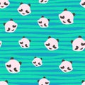 Panda bear cute strips animal seamless pattern Royalty Free Stock Photo