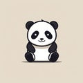 Minimalistic Cartoon Panda Bear Doodle On Beige Background