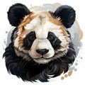 Realistic Panda Bear Face Illustration With Detailed Background Elements