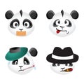 Panda bear emotion icons, vector design Royalty Free Stock Photo