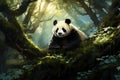 Panda bear forest tree illustration. Generate Ai Royalty Free Stock Photo