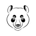 Panda bear head drawn in flat style. Design suitable for logo, tattoo, mascot, decor, animal protection posters, stickers, badges