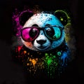 Panda bear hipster dressed up in modern urban swag outfits like bomber jacket, golden chain, cap and sunglasses. Furry
