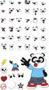 Friendly panda bear kid cartoon expressions set