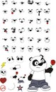 Rose panda bear kid cartoon expressions set