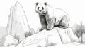 Realistic Panda Bear Coloring Pages With Naturalistic Landscape Backgrounds