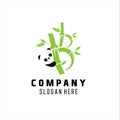 Panda bear silhouette logo design template.panda logo design vector illustration Royalty Free Stock Photo