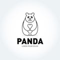 Panda bear silhouette Logo design vector template. Funny Lazy Logo Panda animal Logotype concept icon.Isolated vector illustration