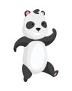 Panda bear stand and dancing or pose for photo. Cute big panda character. Asian wildlife cartoon animal. Adorable jungle