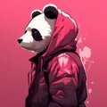 Artistic Panda Wallpaper In Etam Cru Style With Cyberpunk Realism And Pop Art Illustration