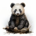 Hyper-realistic Panda Bear Cub Illustration With Diverse Color Palette