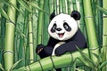 Panda bear teddy bamboo forest smiling children education learning