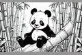 Panda bear teddy cartoon monochrome drawing