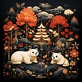 Panda bears in the forest.