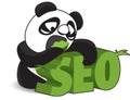 Panda Biting Off SEO Word Illustration