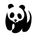 Panda, black silhouette drawn by curved lines on a white background, isolated in a minimalist style. Tattoo, animal logo, emblem