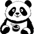 Panda with black and white markings. AI-Generated. Royalty Free Stock Photo