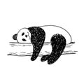 Panda black and white sketch cartoon doodle vector illustration