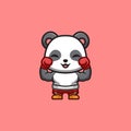 Panda Boxer Cute Creative Kawaii Cartoon Mascot Logo