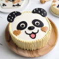 Playful Panda Cake On Wooden Table - Cute And Delicious Dessert Royalty Free Stock Photo