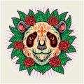 Panda calavera dia de los muertos floral