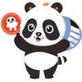 Panda cartoon character vector illustration. Cute panda holding a food. Generative AI