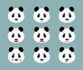 Panda cartoon designs in various emotions