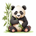Panda in cartoon style. Cute Panda isolated on white background. Watercolor drawing, hand-drawn Panda in watercolor. For children Royalty Free Stock Photo