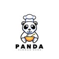 Panda chef mascot cartoon design logo illustration