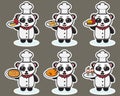 Vector illustration of cute Panda Chef cartoon with food.