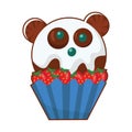 panda cupcake. Vector illustration decorative design Royalty Free Stock Photo