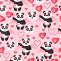 Panda cupid. Vector background with chinese animals