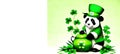 Panda Cute Animal in Green Patrick\'s day hat. Happy St patricks day background banner Generative AI.